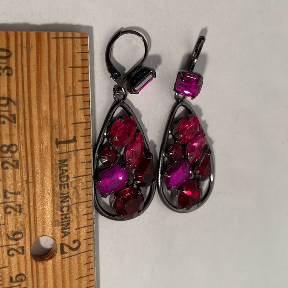 Dangle Earrings in Pink, Magenta, Red - Picture 2 of 7